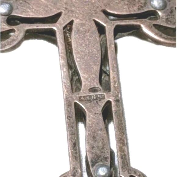 Vintage Catholic Rosary Beads Filigree Sterling Silver Austrian Crystal Patina - Picture 11 of 13